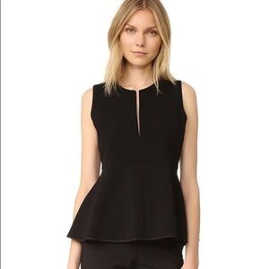 Theory Ralnaka black sleeveless peplum top P 00-0 XS deep V-neck classy occasion